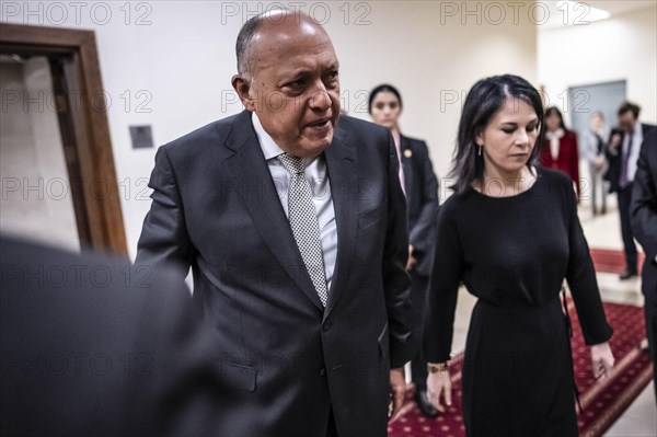 Federal Foreign Minister Annalena Baerbock travels to the Republic of Egypt, Israel and the Palestinian Territories from 24-26 March 2024 Meeting with the Foreign Minister of the Arab Republic of Egypt Sameh Shoukry in the New Administrative Capital near Cairo on 25 March 2024