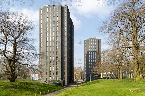 High rise tower blocks student accommodation, South Towers, University of Essex, Colchester, Essex, England, UK