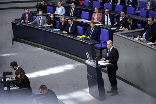 Olaf Scholz, Federal Chancellor, recorded as part of the government statement on the European Council. Berlin, 20 March 2024