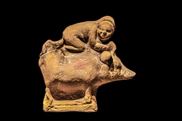 Child riding an animal, 3rd century a.C., Archaeological Museum, Castello di Udine, seat of the State Museums, Udine, most important historical city of Friuli, Italy, Udine, Friuli, Italy, Europe