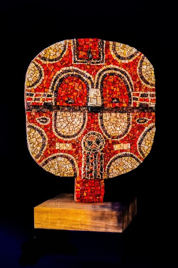 Mask, design Giulio Candussio, mosaic school that produces mosaic masters, Spilimbergo, city of mosaic art, Friuli, Italy, Spilimbergo, Friuli, Italy, Europe