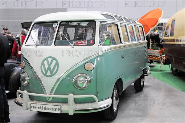 RETRO CLASSICS 2010, Stuttgart Fair, A classic green Volkswagen T1 Bulli on a fairground, Stuttgart Fair, Stuttgart, Baden-Wuerttemberg, Germany, Europe