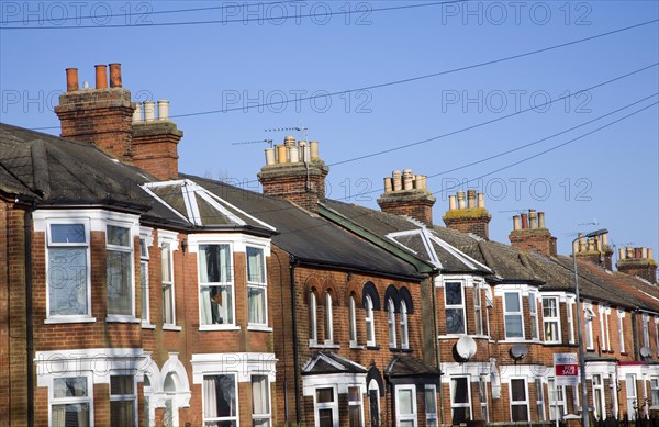 Nineteenth century terraced housing, Murray Road, Ipswich, Suffolk, England, UK