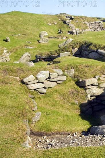 Jarslhof Iron Age houses, Shetland Islands, Scotland, United Kingdom, Europe