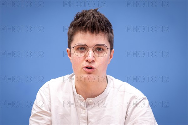 Anna-Nicole Heinrich, President of the Synod of the Protestant Church in Germany (EKD), at a federal press conference organised by the Alliance Together for Democracy. At the federal level. On the ground. For all. in Berlin, 21.03.2024