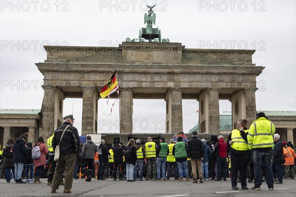 Demonstrators in front of the Brandenburg Gate, taken as part of the 'AeoeFarmers' protests'Aeo in Berlin, 22/03/2024