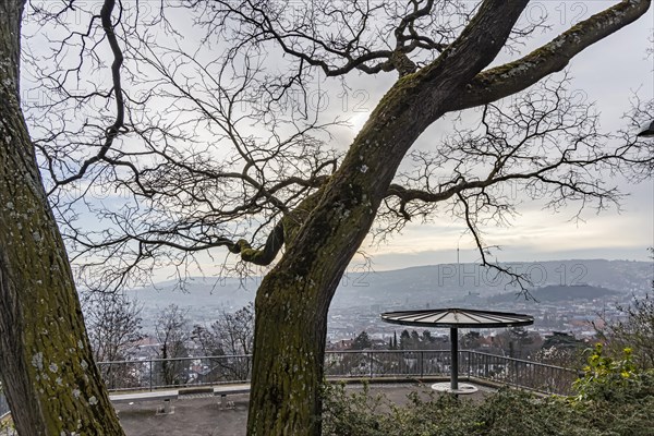 View of the city of Stuttgart, panorama from the Zeppelinstrasse viewpoint, Stuttgart, Baden-Wuerttemberg, Germany, Europe