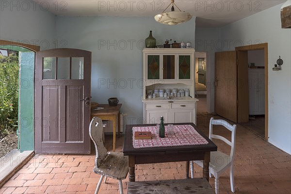 Kitchen-living room in a farmhouse from the 19th century, Schwerin-Muess Open-Air Museum of Folklore, Mecklenburg-Western Pomerania, Germany, Europe