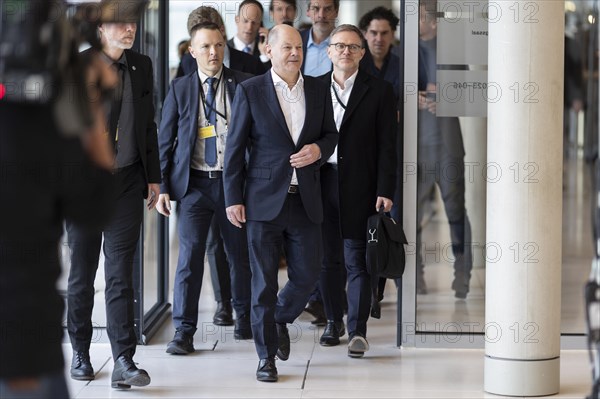 Olaf Scholz (SPD), Federal Chancellor, visits the parliamentary group meeting of the FDP (Free Democratic Party) in Berlin, 19 March 2024