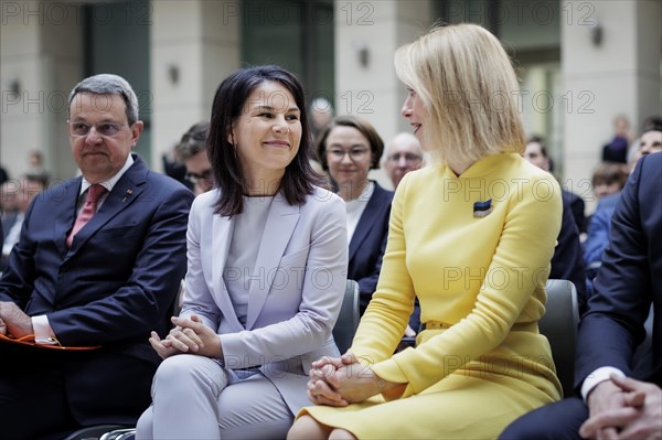 Annalena Baerbock (Alliance 90/The Greens), Federal Foreign Minister, and Katja Kallas, Prime Minister of Estonia, photographed during the awarding of the Walter Rathenau Prize to Katja Kallas, in Berlin, 19 March 2024. Photographed on behalf of the Federal Foreign Office