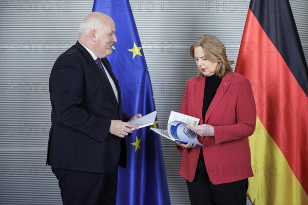 (R-L) Bundestag President Baerbel Bas, SPD, MdB, receives the 32nd activity report of the Federal Commissioner for Data Protection and Freedom of Information, Ulrich Kelber. Berlin, 20 March 2024