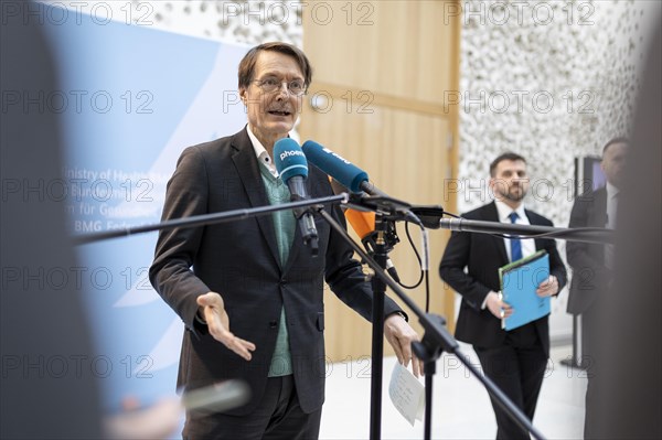 Karl Lauterbach (SPD), Federal Minister of Health, recorded during talks on the key points of the Nursing Competence Act, with nursing care associations, at the Federal Ministry of Health in Berlin, 20 March 2024