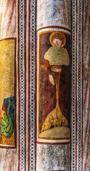 Frescoes with scenes from the Old and New Testament, Duomo di Santa Maria Maggiore, 13th century, historic city centre, Spilimbergo, Friuli, Italy, Spilimbergo, Friuli, Italy, Europe