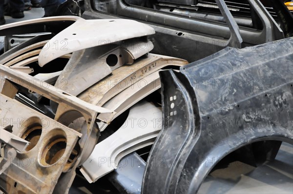 RETRO CLASSICS 2010, Stuttgart Messe, pile of used, rusty scrap parts and car components, Stuttgart Messe, Stuttgart, Baden-Wuerttemberg, Germany, Europe