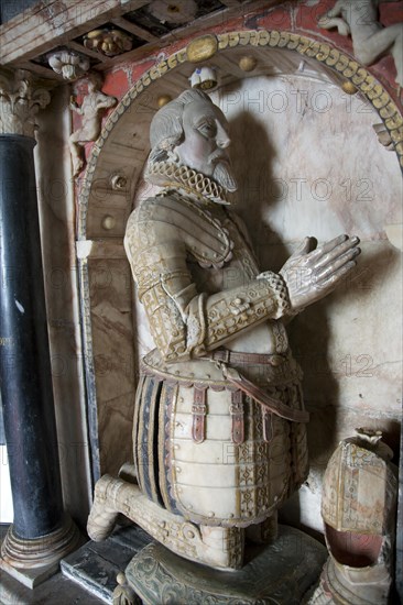 Marble monument to Sir Michael Stanhope, All Saints church, Sudbourne, Suffolk, England, United Kingdom, Europe