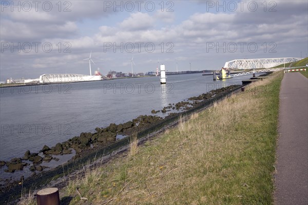 Maeslant Barrier storm surge flood defence, New Waterway, Hook of Holland, Rotterdam, Netherlands