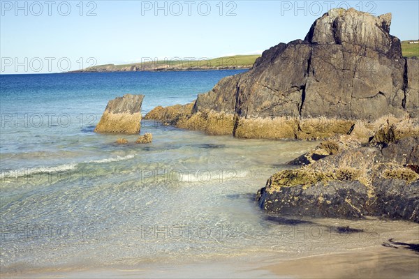 Sandy beach, Bay of Scousburgh, Shetland Islands, Scotland, United Kingdom, Europe