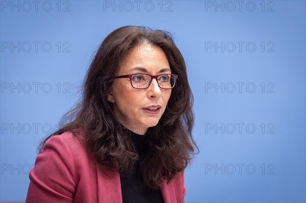 Yasmin Fahimi, Chairwoman, German Trade Union Confederation (DGB), at a federal press conference organised by the Alliance Together for Democracy. At the federal level. On the ground. For all. in Berlin, 21.03.2024