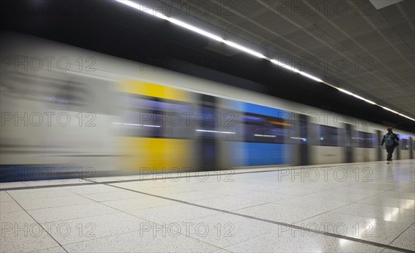 Underground entry S-Bahn, train, Generation 2024, platform, stop, city centre station, public transport, movement effect, traveller, Stuttgart, Baden-Wuerttemberg, Germany, Europe