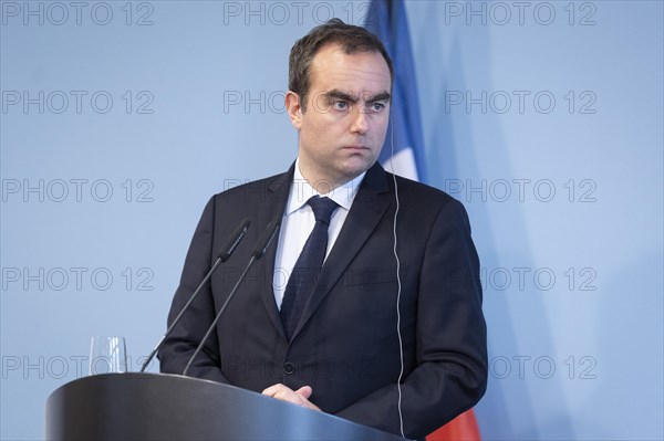 Sebastien Lecornu, French Minister of Defence, recorded during a press statement in Berlin, 22.03.2024