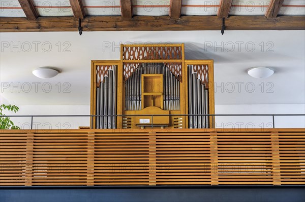 Modern organ, former monastery church Mater Salvatoris, Boerwang, Allgaeu, Swabia, Bavaria, Germany, Europe