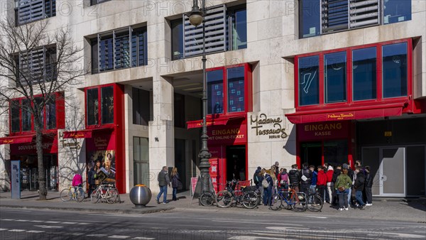 Group of tourists at the entrance to the Madame Tussauds wax museum, Unter den Linden, Berlin, Germany, Europe