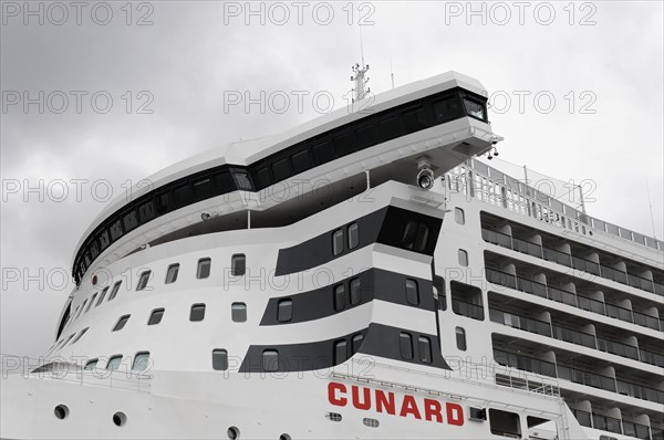 Close-up of the bow of the Queen Mary 2 with numerous windows, Hamburg, Hanseatic City of Hamburg, Germany, Europe