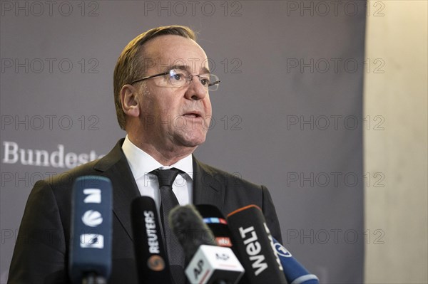 Boris Pistorius (SPD), Federal Minister of Defence, recorded during a press statement in the German Bundestag in Berlin, 20.03.2024