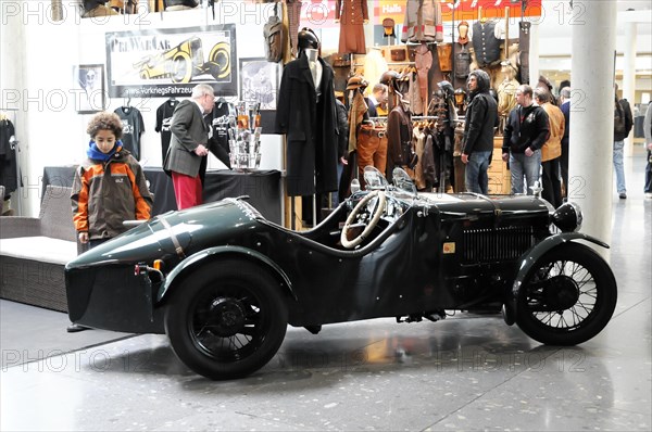 RETRO CLASSICS 2010, Stuttgart Messe, Stuttgart, Baden-Wuerttemberg, Germany, Europe, Austin Seven, Green racing car in classic car style at an event, Europe