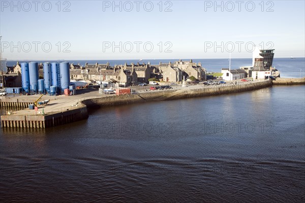 Marine Operation centre, housing, storage tanks, Port harbour, Aberdeen, Scotland, United Kingdom, Europe