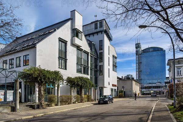 The Kolping Academy and Skylounge on the right, Kempten, Allgaeu, Bavaria, Germany, Europe