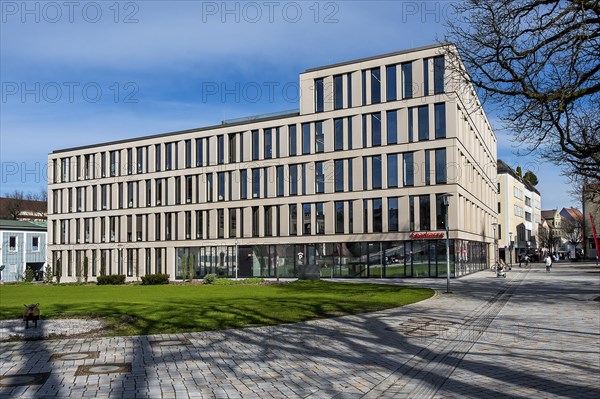 Concrete functional building, savings bank, Kempten, Allgaeu, Bavaria, Germany, Europe