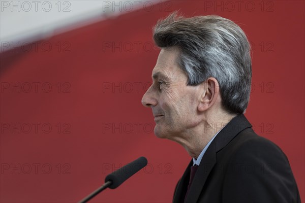 Rolf Muetzenich, SPD parliamentary group leader, gives a press statement in front of the parliamentary group meeting of the SPD parliamentary group in Berlin, 19 March 2024