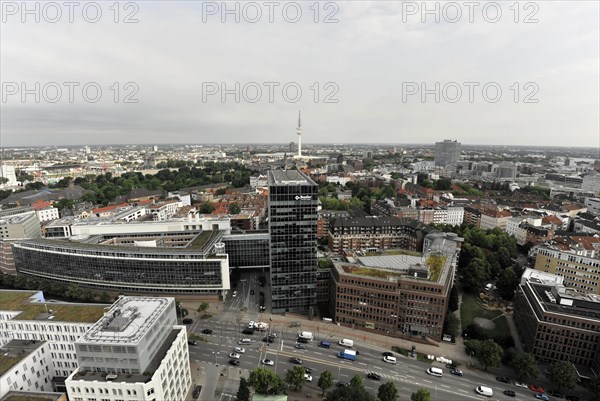 Urban view of a television tower, office buildings and city streets, Hamburg, Hanseatic City of Hamburg, Germany, Europe