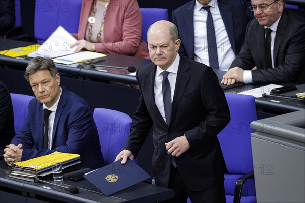 Olaf Scholz, Federal Chancellor, recorded as part of the government statement on the European Council. Berlin, 20 March 2024