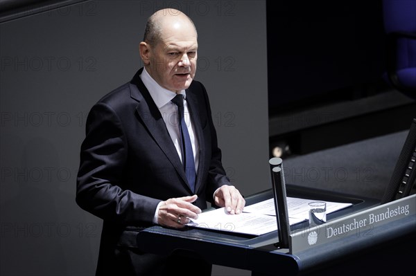 Olaf Scholz, Federal Chancellor, recorded as part of the government statement on the European Council. Berlin, 20 March 2024