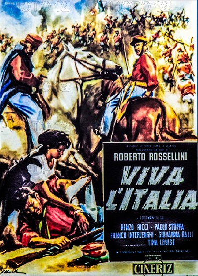 Film poster for Viva L'Italia by Roberto Rossellini, Museum of the Risorgimento on regional history, Castello di Udine, seat of the State Museums, Udine, most important historical city of Friuli, Italy, Udine, Friuli, Italy, Europe