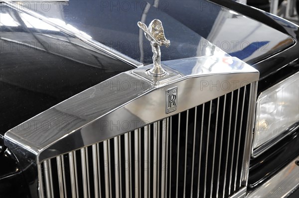 RETRO CLASSICS 2010, Stuttgart Messe, close-up of a Rolls-Royce radiator mascot, known as Spirit of Ecstasy, Stuttgart Messe, Stuttgart, Baden-Wuerttemberg, Germany, Europe