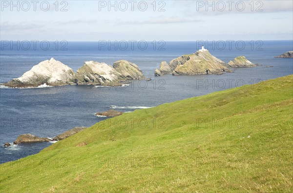 Muckle Flugga lighthouse, Britain's most northerly point, Hermaness, Unst, Shetland Islands