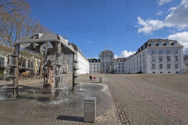 Baroque palace with fountain house, palace fountain, Saarbruecken, Saarland, Germany, Europe