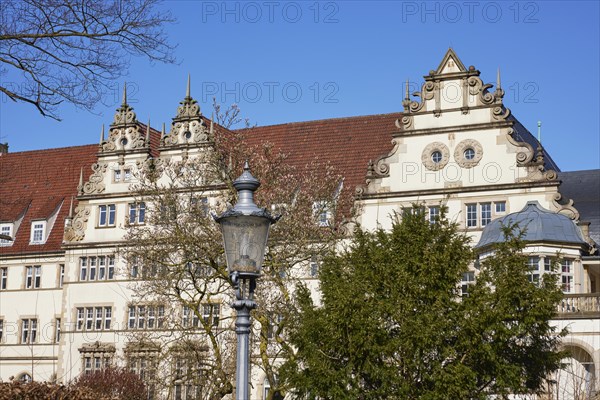 Roof gable and roofs of the New Government with lantern in Minden, Muehlenkreis Minden-Luebbecke, North Rhine-Westphalia, Germany, Europe