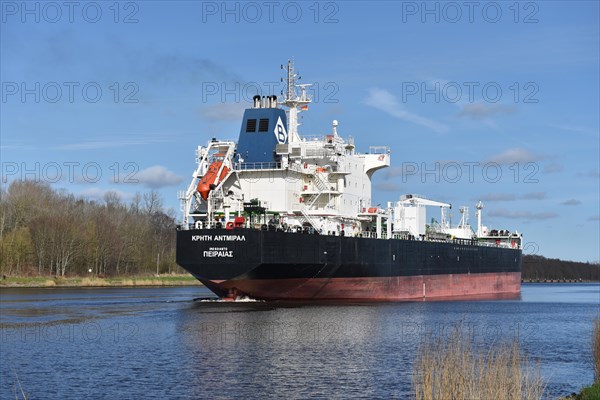 Oil tanker, tanker Krita Admiral in the Kiel Canal, Kiel Canal, Schleswig-Holstein, Germany, Europe