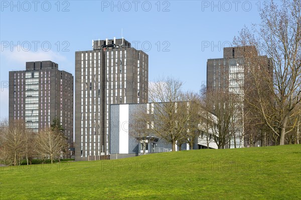 High rise tower blocks student accommodation, North Towers, University of Essex, Colchester, Essex, England, UK