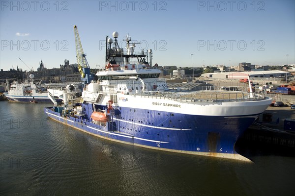 Bibby Sapphire ship, Port harbour, Aberdeen, Scotland, United Kingdom, Europe