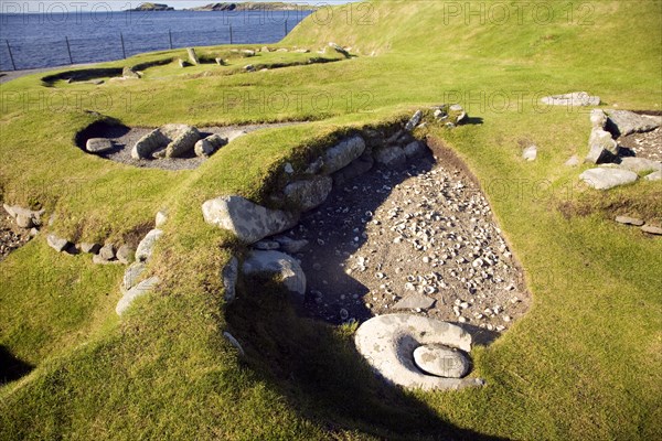 Jarslhof Iron Age houses, Shetland Islands, Scotland, United Kingdom, Europe