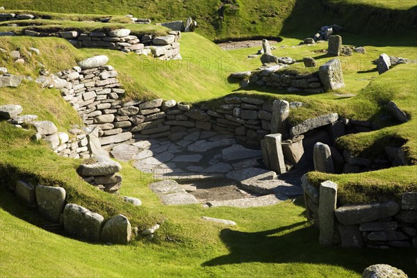 Jarslhof Iron Age houses, Shetland Islands, Scotland, United Kingdom, Europe