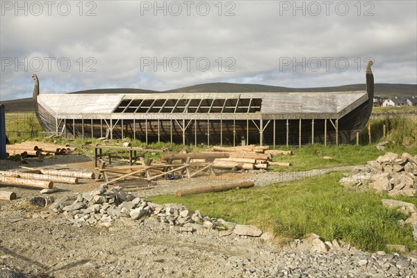 Replica Viking longship Skidbladner, Unst, Shetland islands, Scotland, United Kingdom, Europe