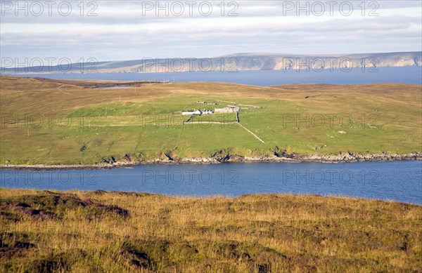 Isolated croft farmhouse, Otterswick, Yell, Shetland Islands, Scotland, United Kingdom, Europe