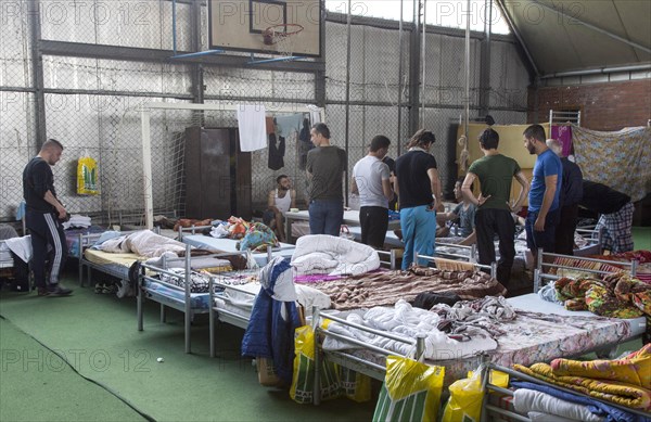 Refugees from Syria are housed in a gymnasium at the central contact point for asylum seekers in Brandenburg, 03/06/2015