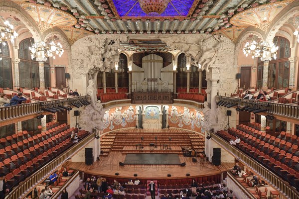 Concert Hall, Palau de la Musica Catalana, Barcelona, Catalonia, Spain, Europe